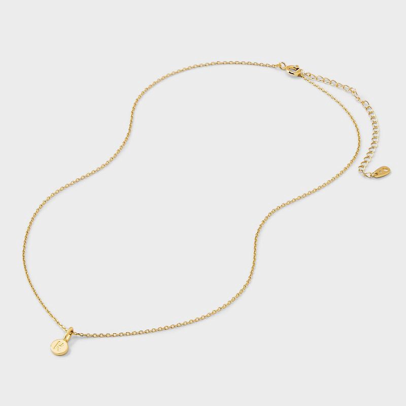 slide 3 of 4, 14K Gold Plated Round K Initial Necklace - A New Day™ Gold: Nickel-Free, 19" Cable Chain with Extender, 1 ct