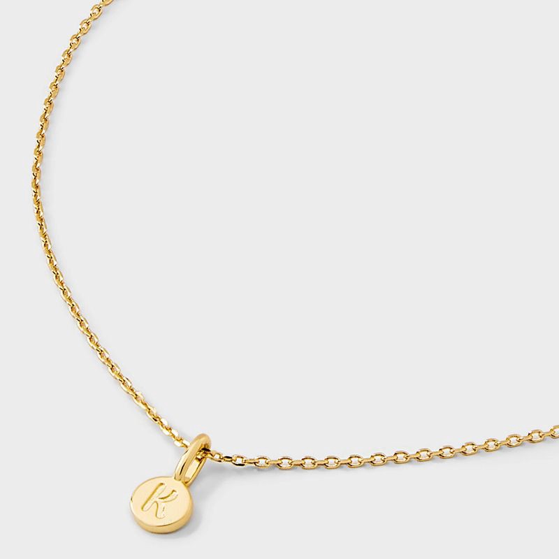 slide 4 of 4, 14K Gold Plated Round K Initial Necklace - A New Day™ Gold: Nickel-Free, 19" Cable Chain with Extender, 1 ct
