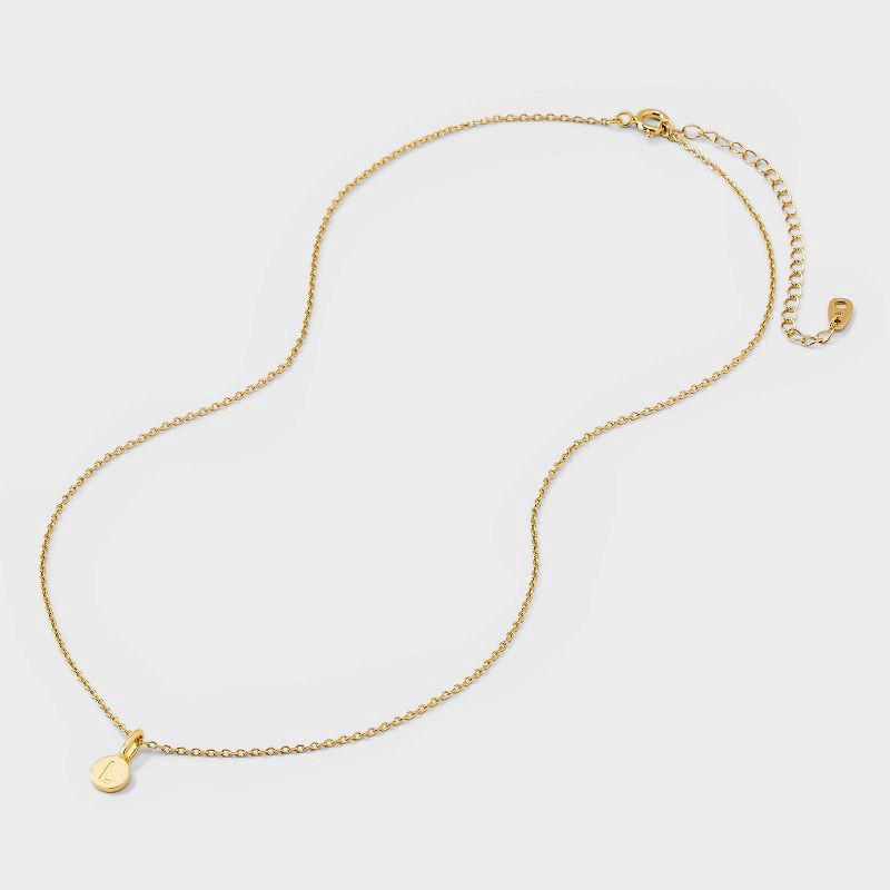 slide 3 of 4, 14K Gold Plated Round L Initial Necklace - A New Day™ Gold: Nickel-Free, 19" Cable Chain, Spring Ring Clasp, 1 ct