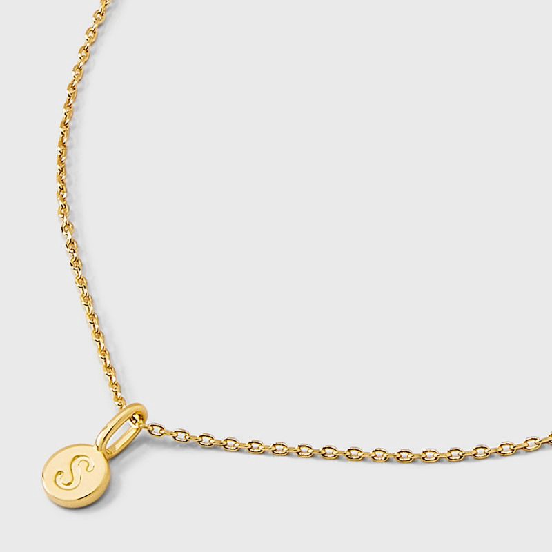 slide 4 of 4, 14K Gold Plated Round S Initial Necklace - A New Day™ Gold: Cable Chain, Spring Ring Clasp, Cubic Zirconia Stone, 1 ct