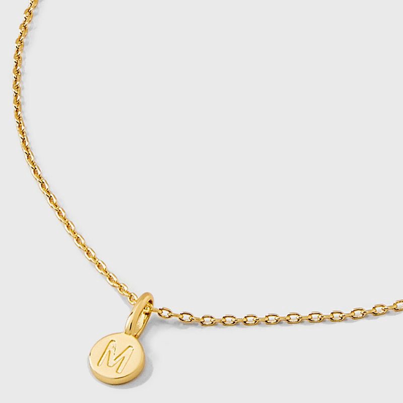 slide 4 of 4, 14K Gold Plated Round M Initial Necklace - A New Day™ Gold: Nickel-Free, 19" Cable Chain with Extender, 1 ct