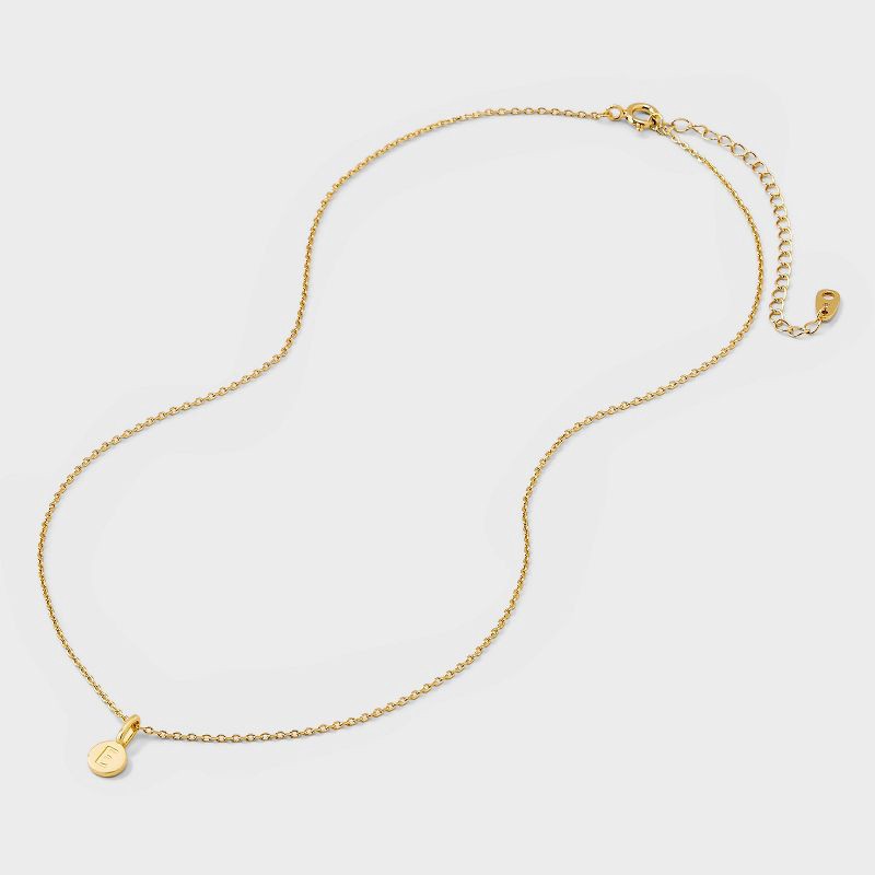 slide 3 of 4, 14K Gold Plated Round E Initial Necklace - A New Day™ Gold: Cable Chain, Spring Ring Clasp, Cubic Zirconia, 19" Length, 1 ct