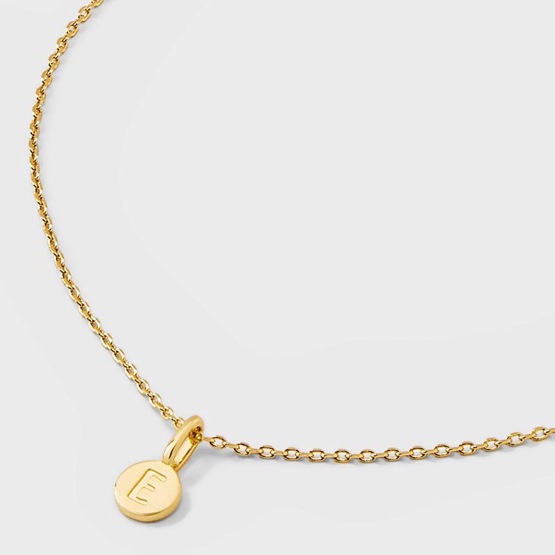 slide 4 of 4, 14K Gold Plated Round E Initial Necklace - A New Day™ Gold: Cable Chain, Spring Ring Clasp, Cubic Zirconia, 19" Length, 1 ct
