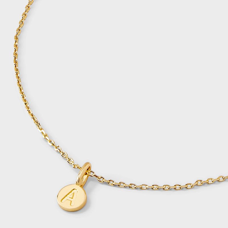 slide 4 of 4, 14K Gold Plated Round A Initial Necklace - A New Day™ Gold: Cable Chain, Spring Ring Clasp, Cubic Zirconia Stone, 1 ct