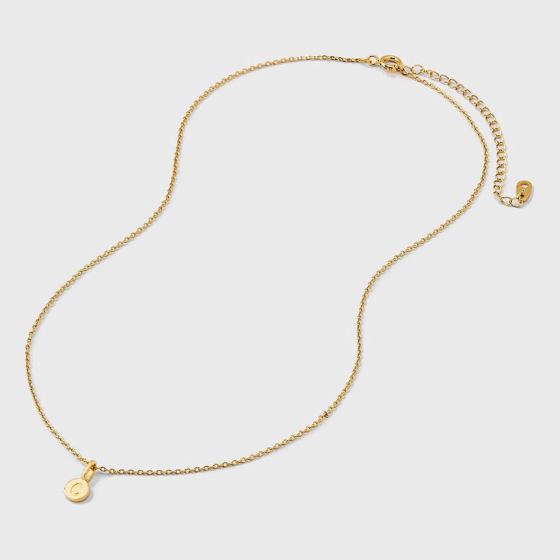 slide 3 of 4, 14K Gold Plated Round C Initial Necklace - A New Day™ Gold: Cable Chain, Spring Ring Clasp, Cubic Zirconia Stone, 1 ct