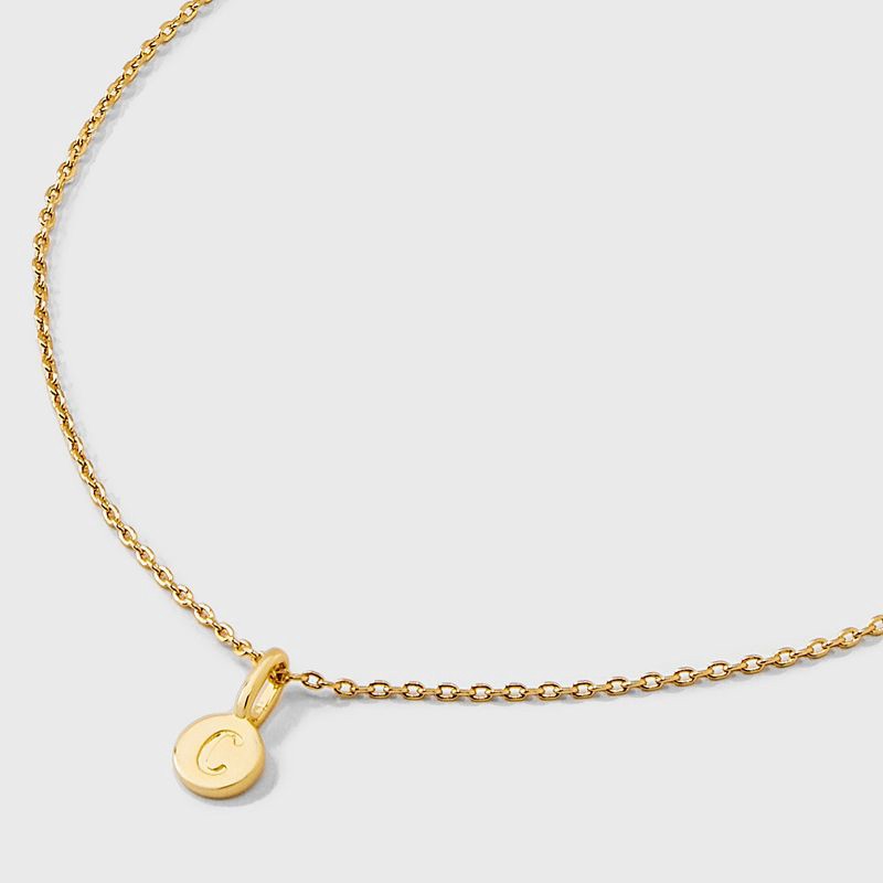 slide 4 of 4, 14K Gold Plated Round C Initial Necklace - A New Day™ Gold: Cable Chain, Spring Ring Clasp, Cubic Zirconia Stone, 1 ct