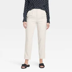 Women's High-Rise Tailored Trousers - A New Day™ Beige 2: Recycled Polyester, Ankle Length, Tapered Leg