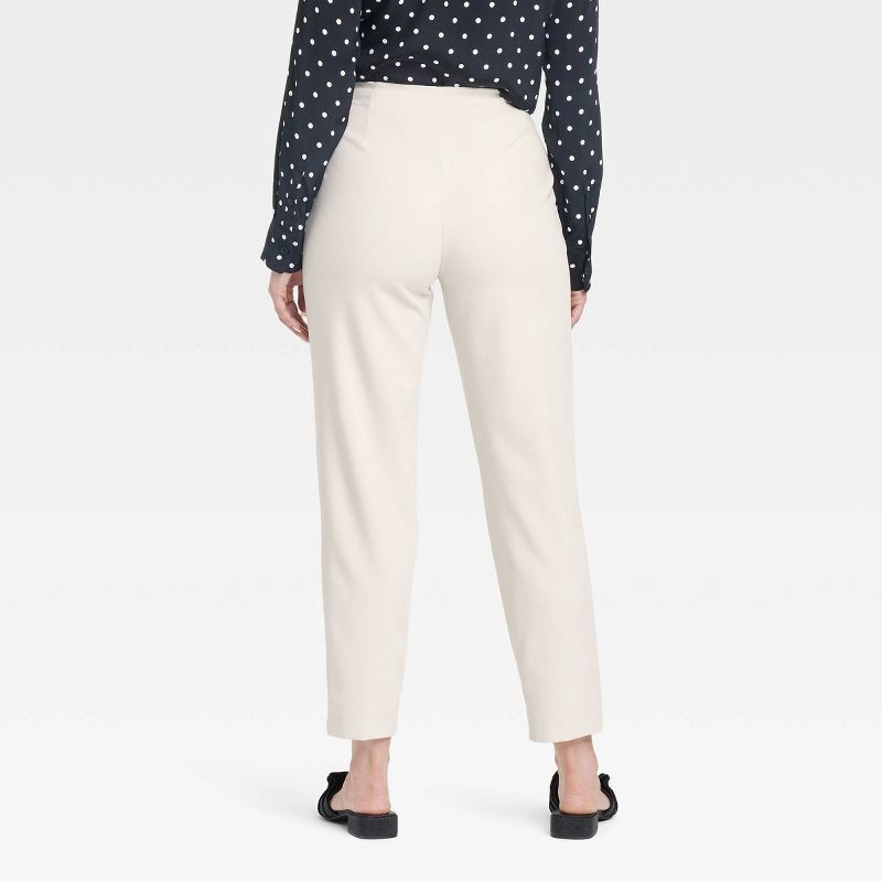 slide 2 of 3, Women's High-Rise Tailored Trousers - A New Day™ Beige 6: Recycled Polyester Blend, Tapered Leg, Ankle Length, Machine Washable, 1 ct