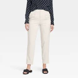Women's High-Rise Tailored Trousers - A New Day™ Beige 16: Lightweight Ankle-Length Tapered Leg