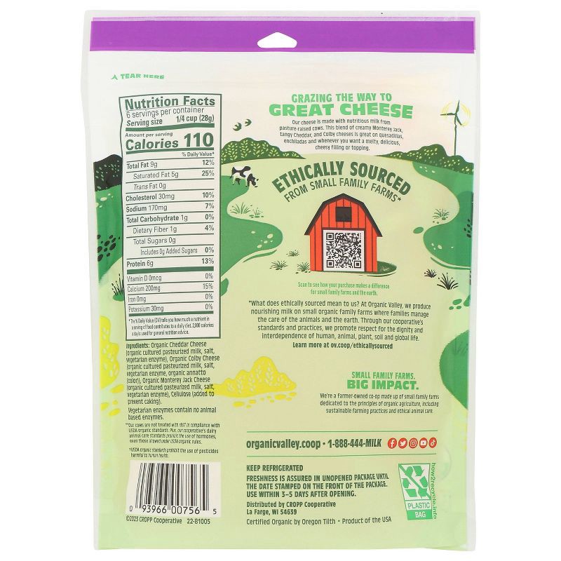 slide 8 of 8, Organic Valley 3 Cheese Mexican Thick Shredded Cheese - 6oz, 6 oz