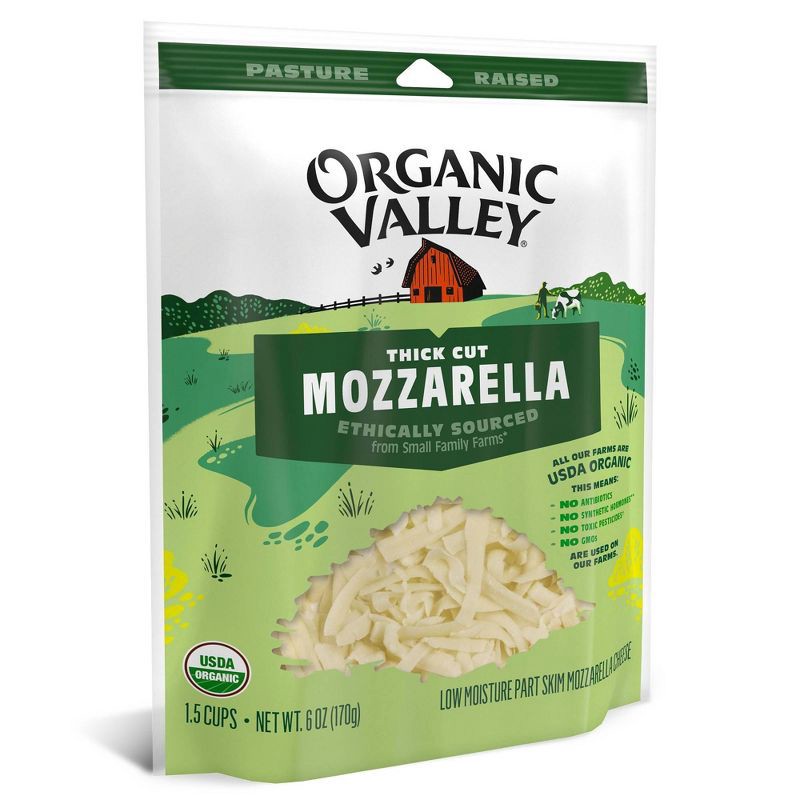 slide 1 of 6, Organic Valley Mozzarella Thick Shredded Cheese - 6oz, 6 oz