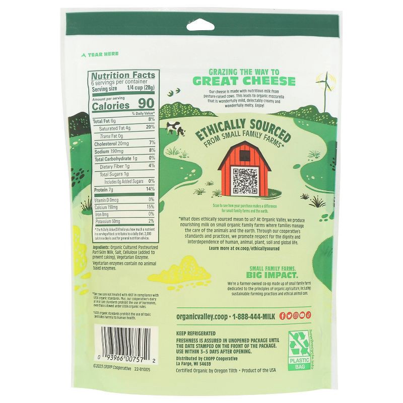slide 8 of 8, Organic Valley Mozzarella Thick Shredded Cheese - 6oz, 6 oz