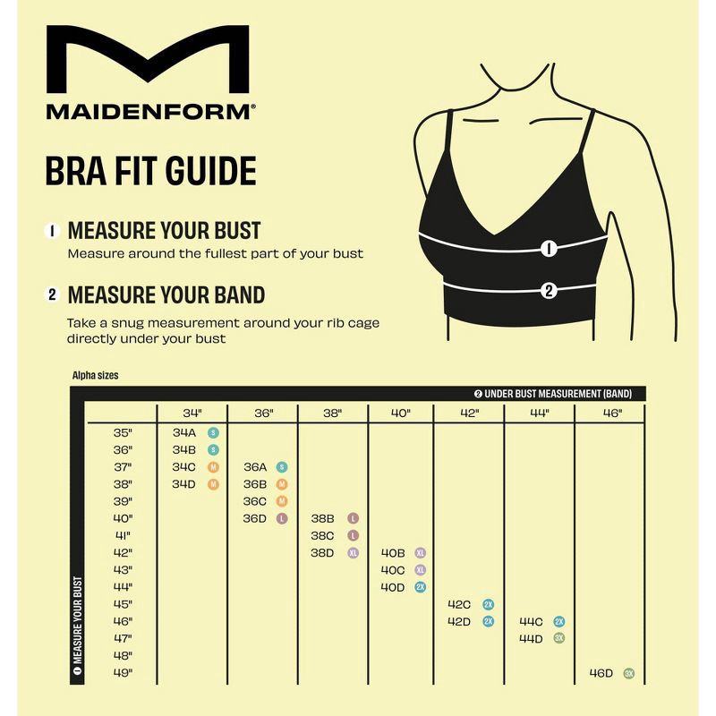 slide 10 of 10, Maidenform Women's 2pk Modern Demi Underwire T-Shirt Bra MBT841 - White/Almond 34B: Underwire, Adjustable Straps, Medium Coverage, 2 ct