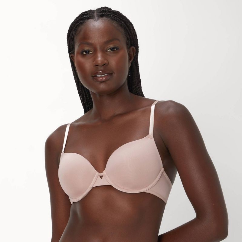 slide 6 of 10, Maidenform Women's 2pk Modern Demi Underwire T-Shirt Bra MBT841 - White/Almond 34D: Underwire, Adjustable Straps, Medium Coverage, 2 ct