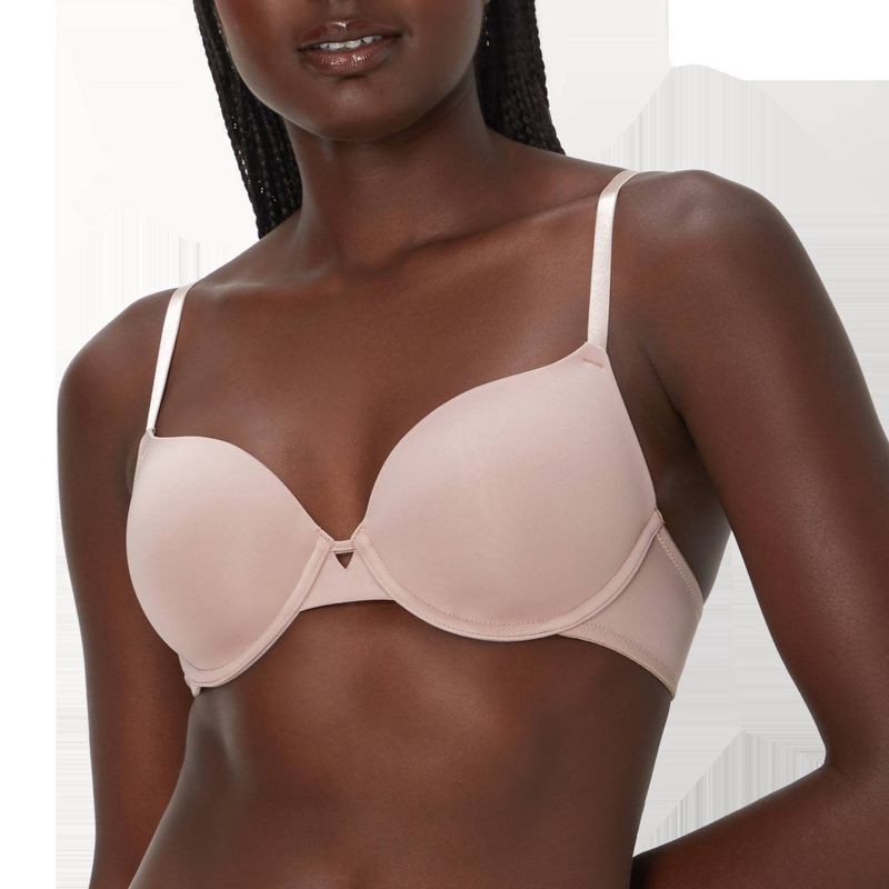 slide 8 of 10, Maidenform Women's 2pk Modern Demi Underwire T-Shirt Bra MBT841 - White/Almond 36B: Adjustable Straps, Medium Coverage, Polyester/Spandex Blend, 2 ct