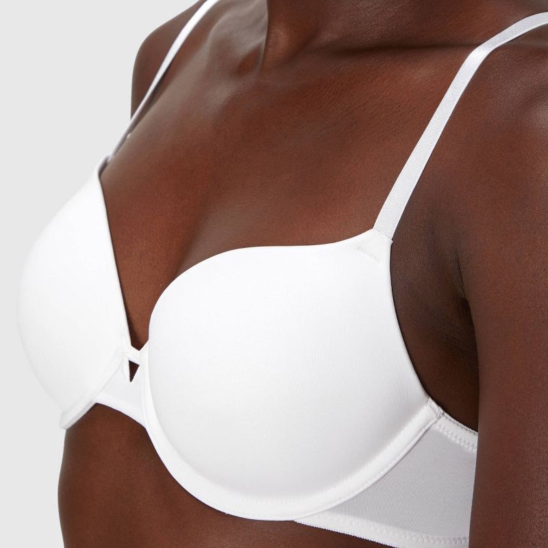 slide 5 of 10, Maidenform Women's 2pk Modern Demi Underwire T-Shirt Bra MBT841 - White/Almond 38C: Polyester Spandex Blend, Adjustable Straps, Medium Coverage, 2 ct