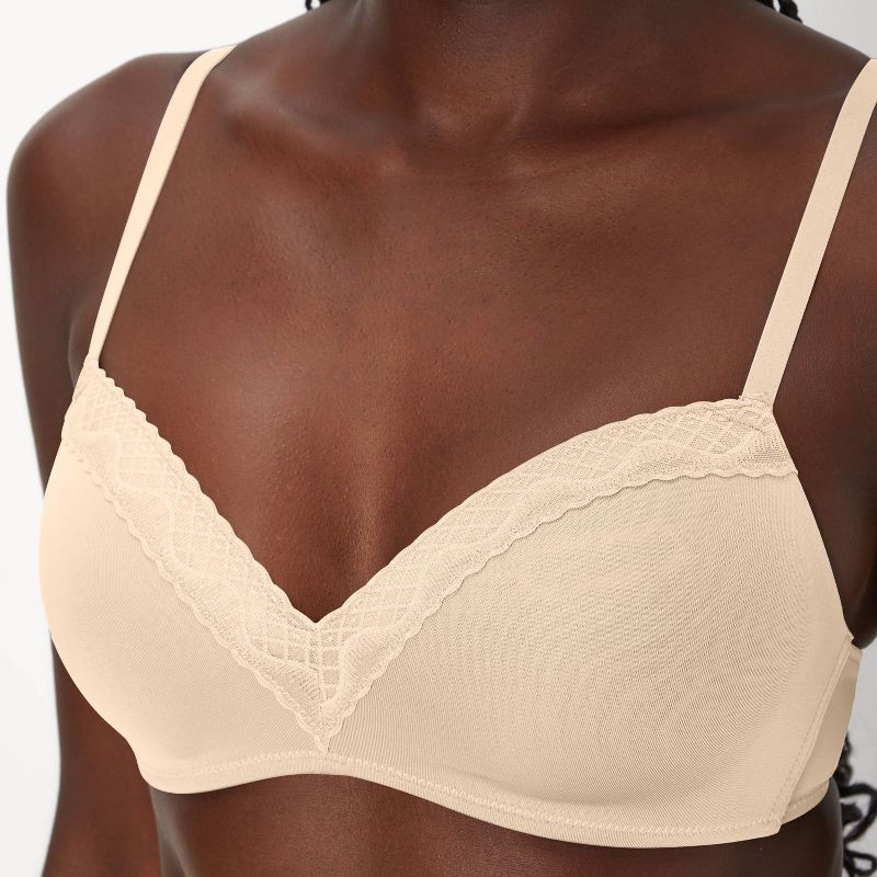 slide 5 of 6, Maidenform Women's 2pk Modern Demi Wireless T-Shirt Bra MBT842 - Black/Almond 36B: Polyester & Spandex, Adjustable Strap, Medium Coverage, 2 ct