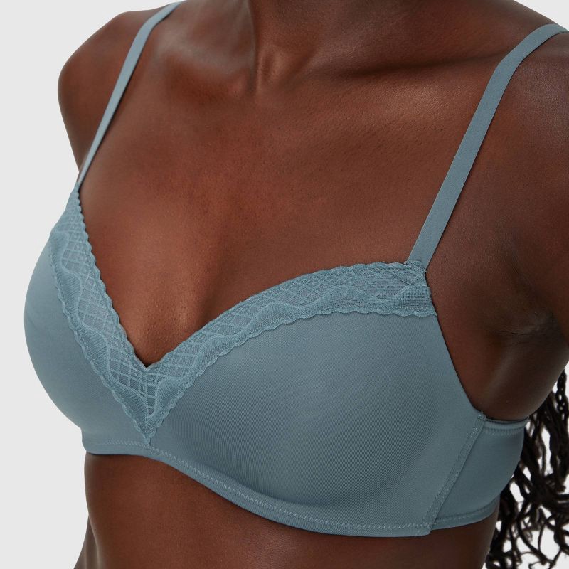 slide 7 of 9, Maidenform Women's 2pk Modern Demi Wireless T-Shirt Bra MBT842 - Evening Blush/Blue Dive 34B: Polyester Spandex Blend, Adjustable Strap, 2 ct