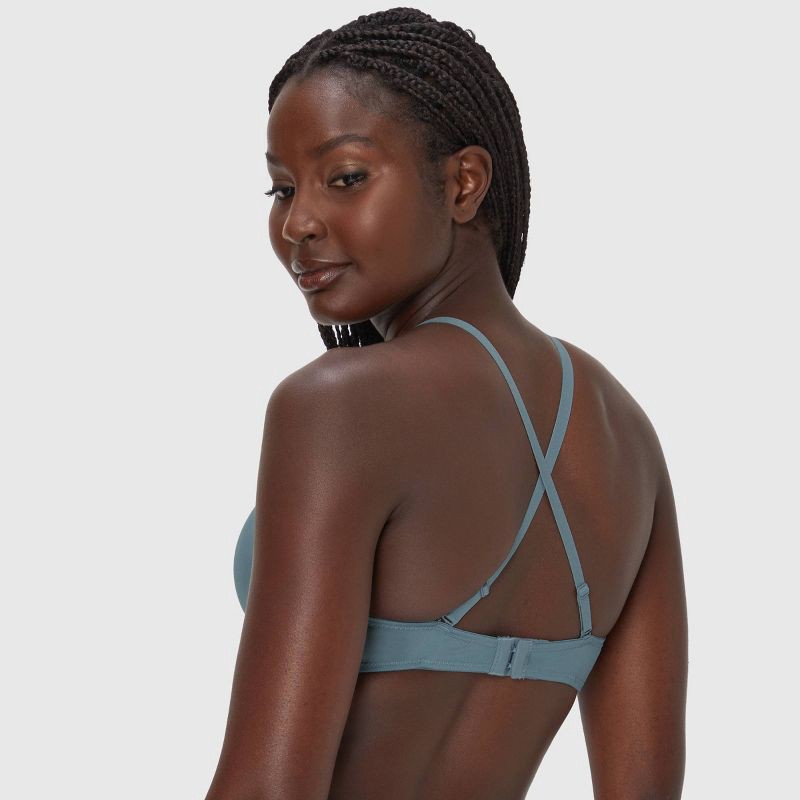 slide 6 of 9, Maidenform Women's 2pk Modern Demi Wireless T-Shirt Bra MBT842 - Evening Blush/Blue Dive 36C: Polyester Spandex Blend, Adjustable Strap, 2 ct