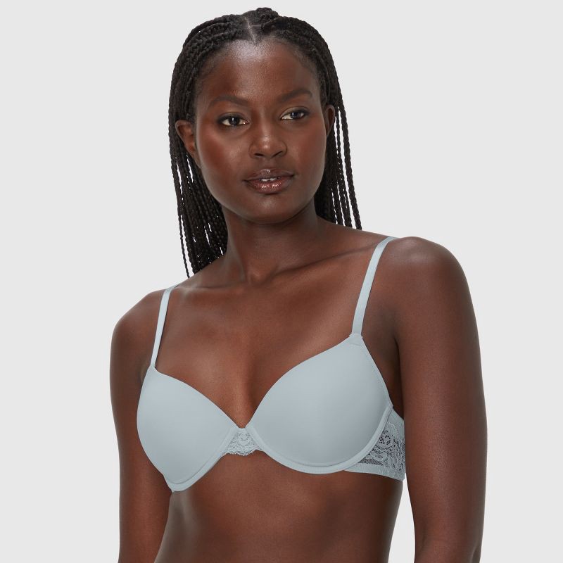 slide 5 of 8, Maidenform Women's 2pk Push-Up Underwire Bra MBT843 - Salty Pepper Gray/Navy 36C: Padded Cups, Adjustable Straps, Back Hook Closure, 2 ct