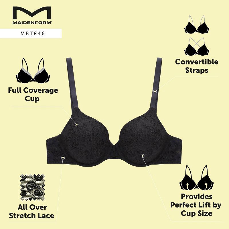 slide 6 of 6, Maidenform Women's Perfect Fit Custom Lift Underwire Bra MBT846 - Salty Pepper Gray 40D, 1 ct