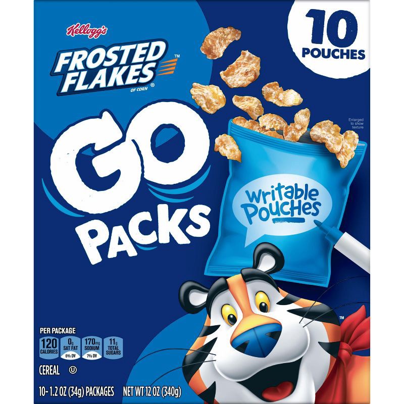 slide 7 of 12, Kellogg's Frosted Flakes Go Packs Breakfast Cereal - 12oz/10ct, 10 ct; 12 oz
