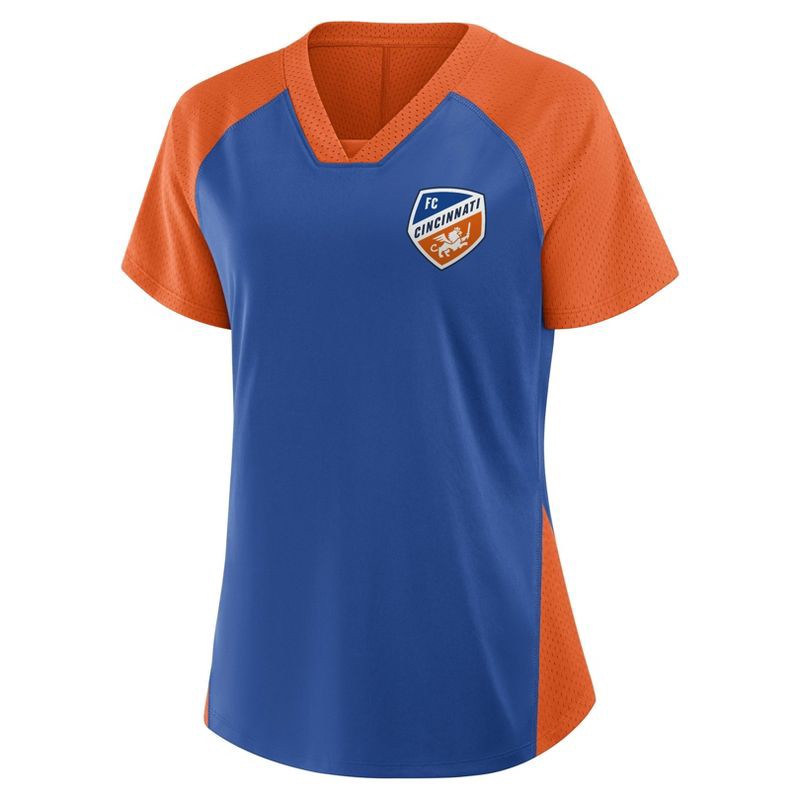 slide 2 of 3, MLS FC Cincinnati Women's Striker Jersey - M: Polyester V Neck Pullover, Tagless Design, 1 ct