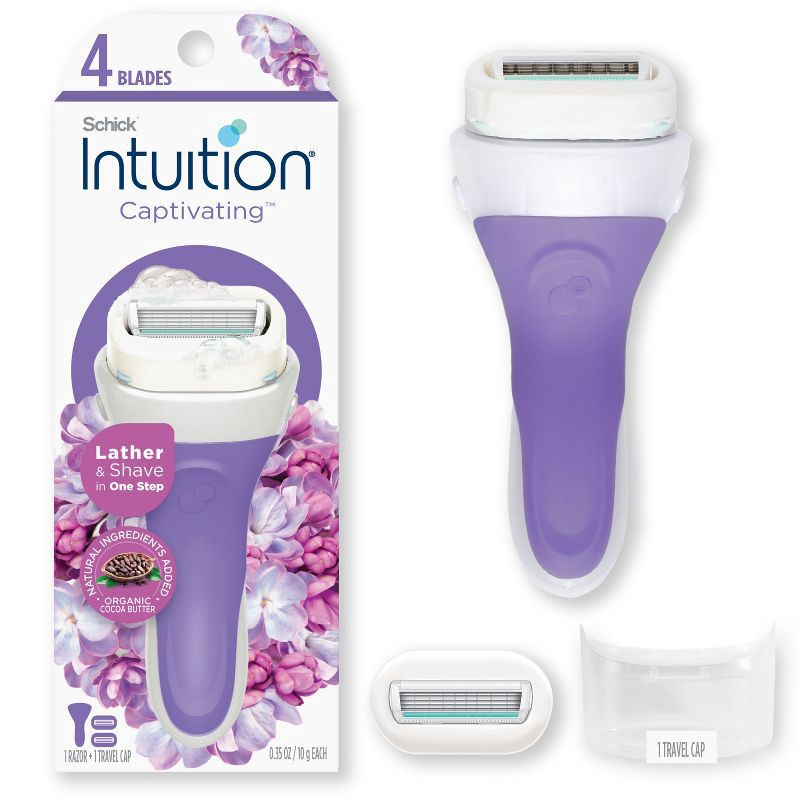 slide 3 of 7, Schick Intuition Women's 4 Blades Reusable Captivating Razor Kit - 3ct, 3 ct