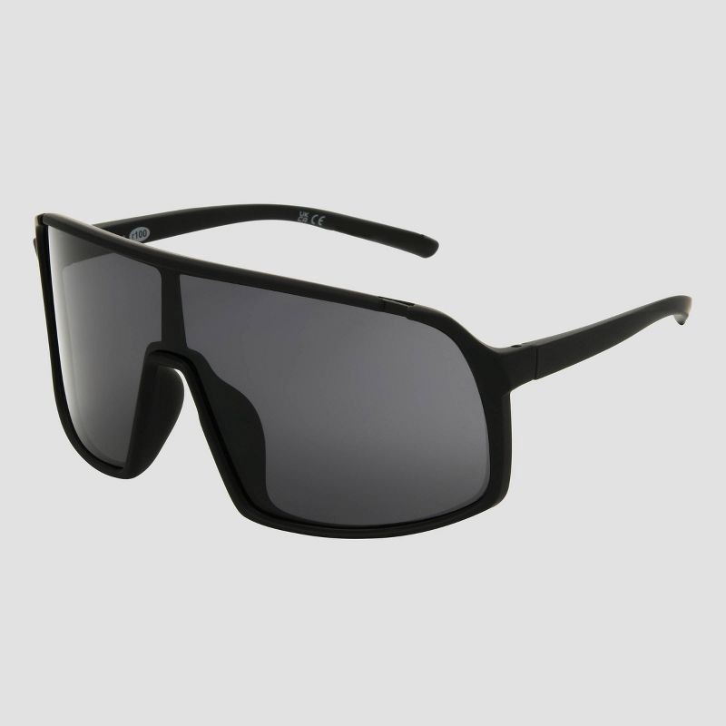 slide 3 of 4, Men's Rubberized Plastic Shield Sunglasses - All In Motion™ Black: Scratch-Resistant, Maximum UV Protection, Wide Fit, 1 ct