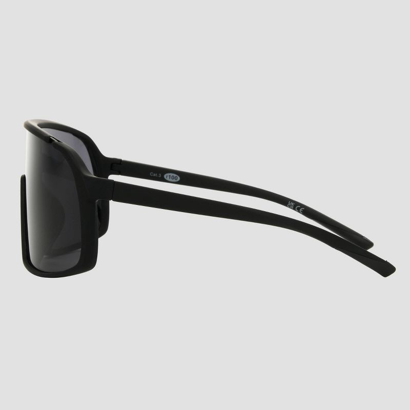 slide 4 of 4, Men's Rubberized Plastic Shield Sunglasses - All In Motion™ Black: Scratch-Resistant, Maximum UV Protection, Wide Fit, 1 ct