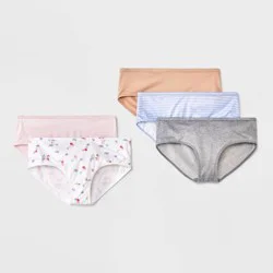Girls' 5pk 'Cherries' Brushed Microfiber Hipster Underwear - art class™ XL: Mid Rise, Cotton Gusset