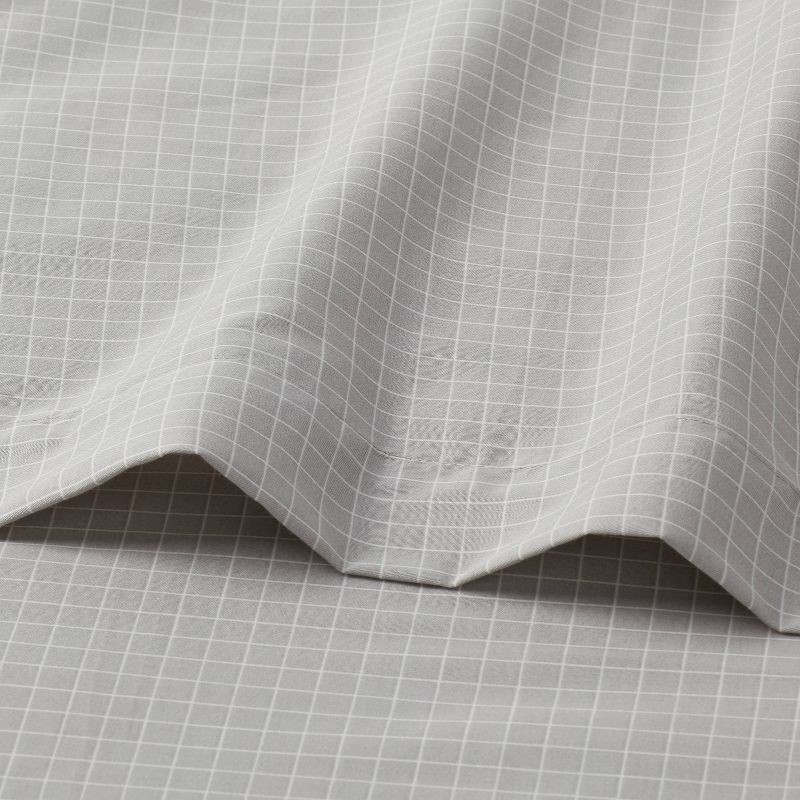 slide 3 of 4, Queen Cotton Blend Sateen Sheet Set Gray Micro Grid - Room Essentials™, 1 ct