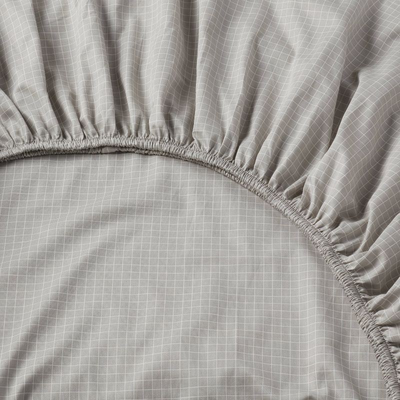 slide 4 of 4, Queen Cotton Blend Sateen Sheet Set Gray Micro Grid - Room Essentials™, 1 ct