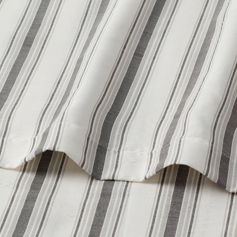 slide 3 of 4, Twin/Twin XL Cotton Blend Sateen Sheet Set Gray Textured Stripe - Room Essentials™, 1 ct