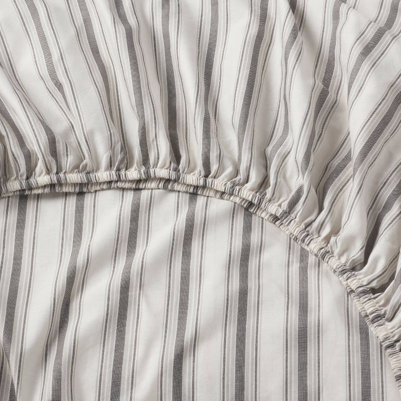 slide 4 of 4, Twin/Twin XL Cotton Blend Sateen Sheet Set Gray Textured Stripe - Room Essentials™, 1 ct
