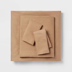 Queen Cotton Blend Sateen Sheet Set Natural Heather - Room Essentials™