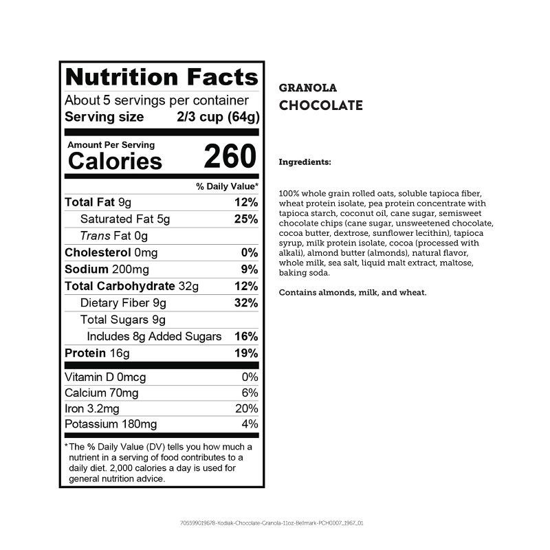 slide 7 of 7, Kodiak Cakes Kodiak Protein-Packed Chocolate Oat Granola - 11oz, 11 oz