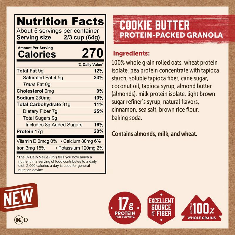 slide 5 of 7, Kodiak Cakes Kodiak Protein-Packed Cookie Butter Oat Granola - 11oz, 11 oz