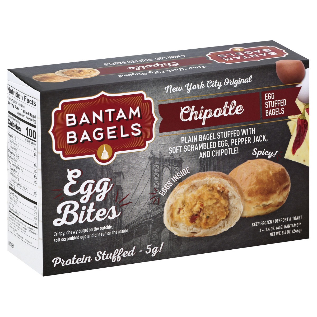 slide 2 of 5, Bantam Bagels egg chipotle pepper jack plain bagel bites, 8.4 oz