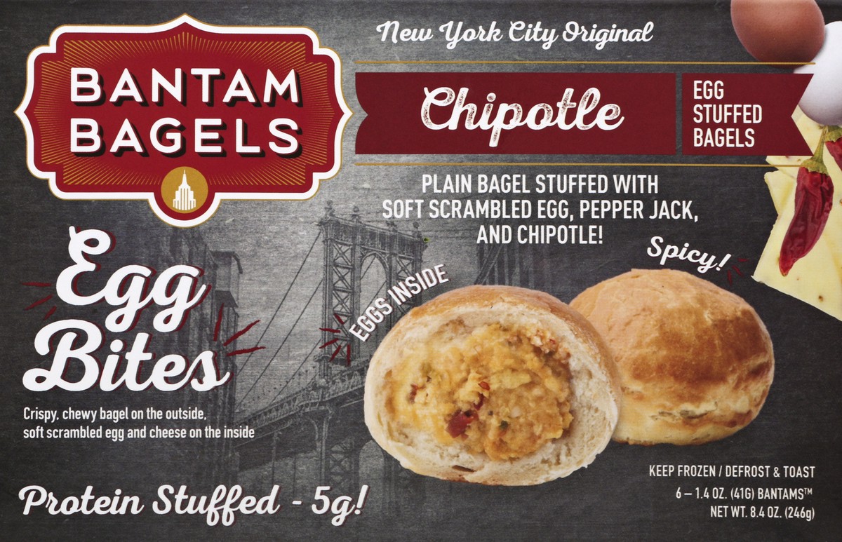 slide 5 of 5, Bantam Bagels egg chipotle pepper jack plain bagel bites, 8.4 oz