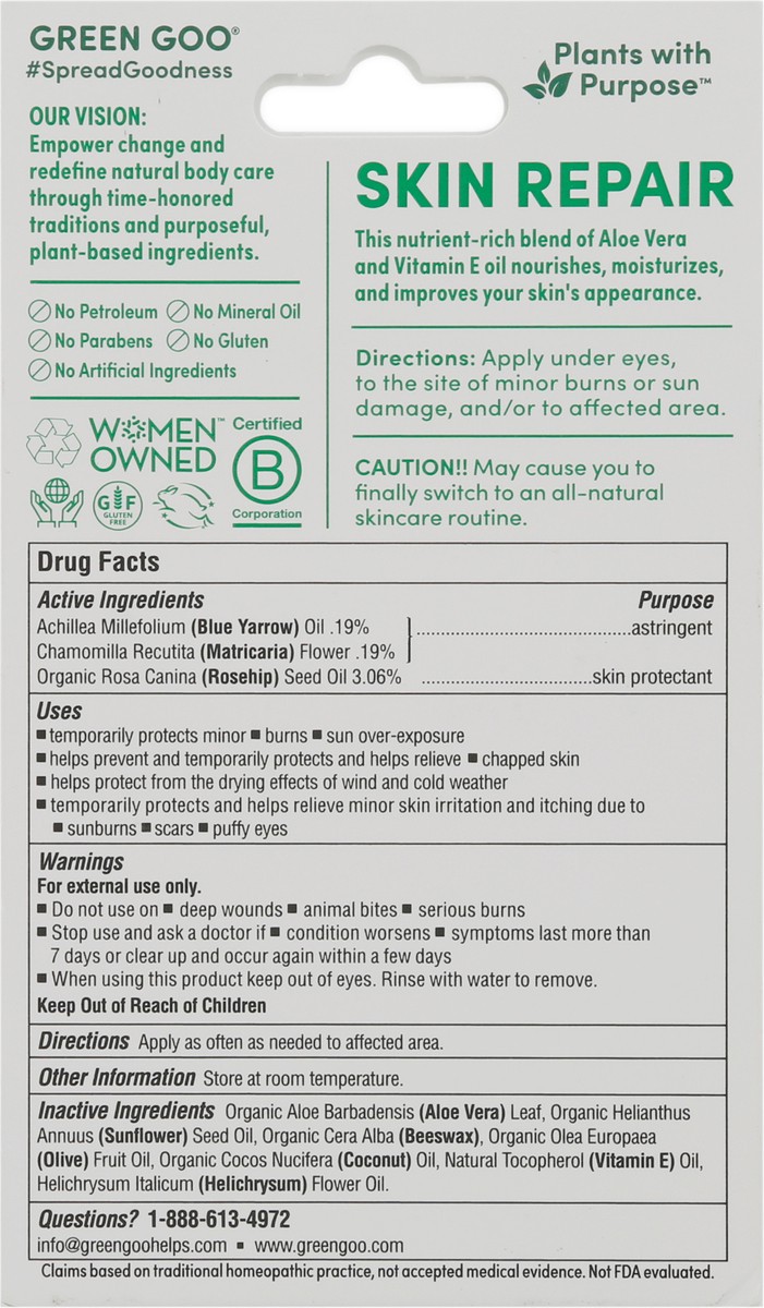 slide 2 of 11, Green Goo Aloe Vera + Rosehip Seed Oil + Helichrysum Skin Repair Salve 1.82 oz, 1.82 oz