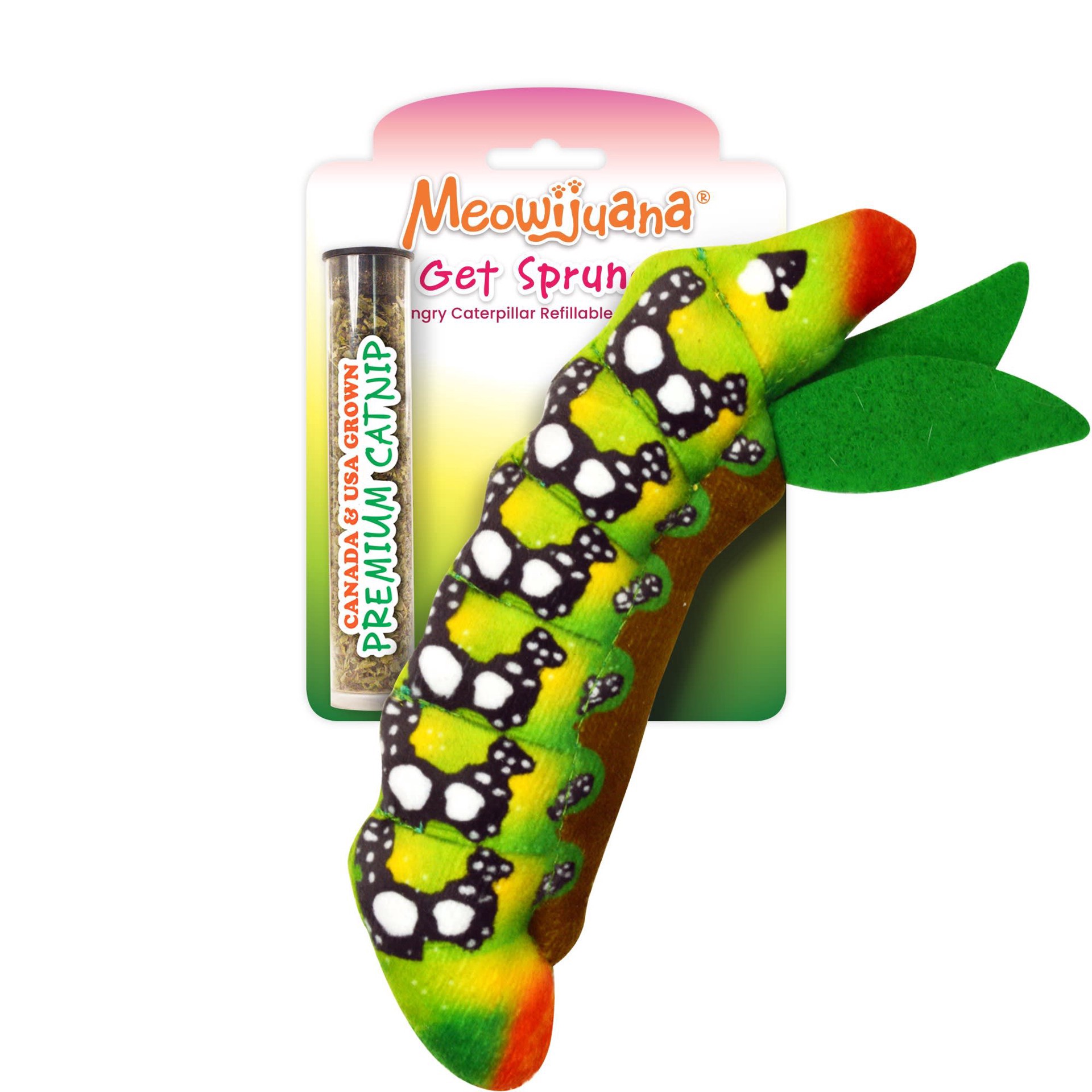 slide 1 of 1, Meowijuana Get Sprung Refillable Caterpillar Cat Toy, Small, 1 ct