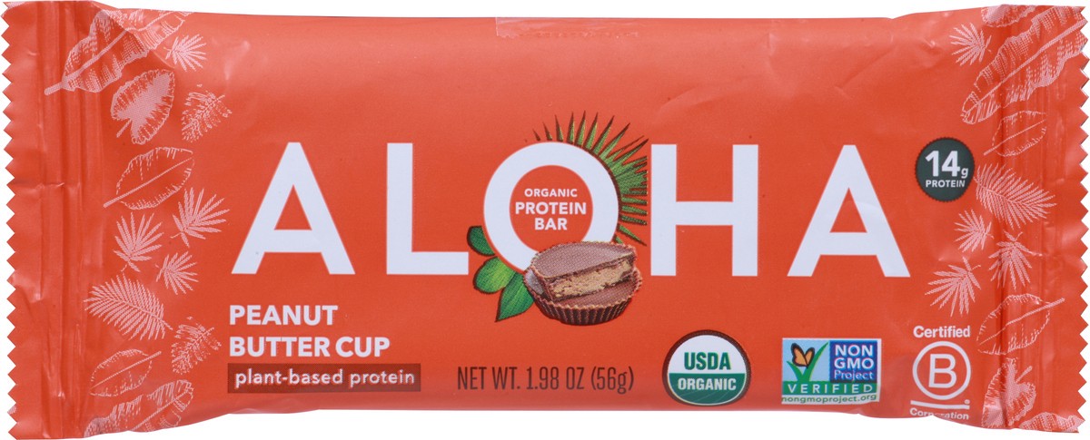 slide 6 of 9, Aloha Organic Peanut Butter Cup Plant Based Protein Bar, 1.98 oz