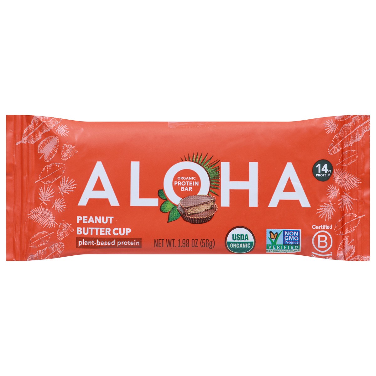 slide 1 of 9, Aloha Organic Peanut Butter Cup Plant Based Protein Bar, 1.98 oz