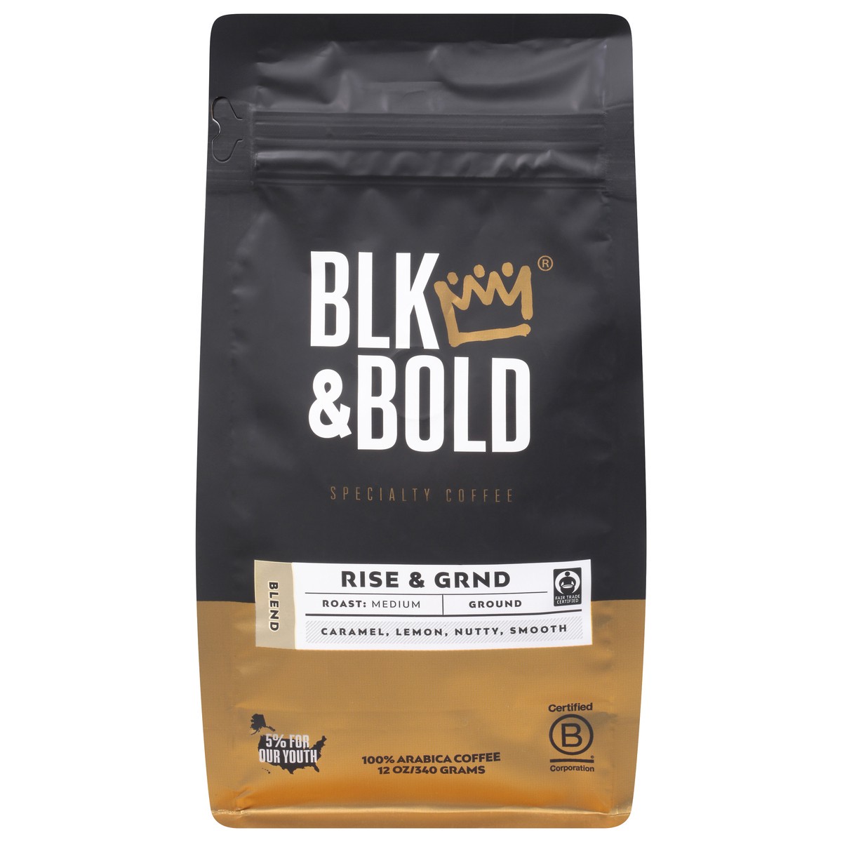 slide 1 of 10, BLK & BOLD Rise & Grind Medium Roast Ground - 12 oz, 12 oz