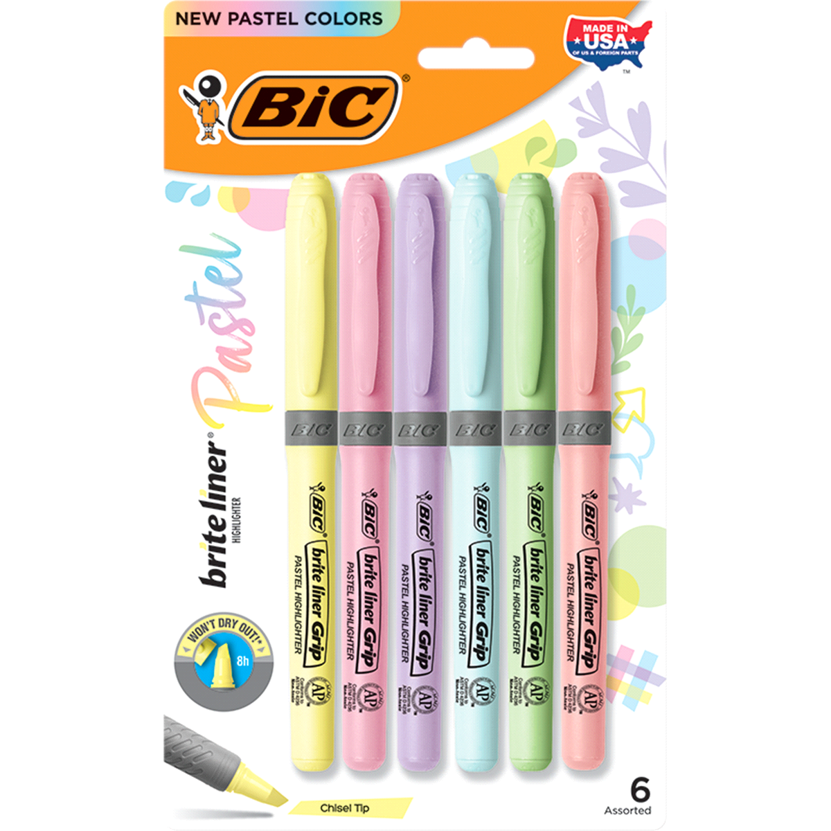 slide 1 of 1, BIC Intensity Pastel Brite Liner Highlighter Pack, 6 ct