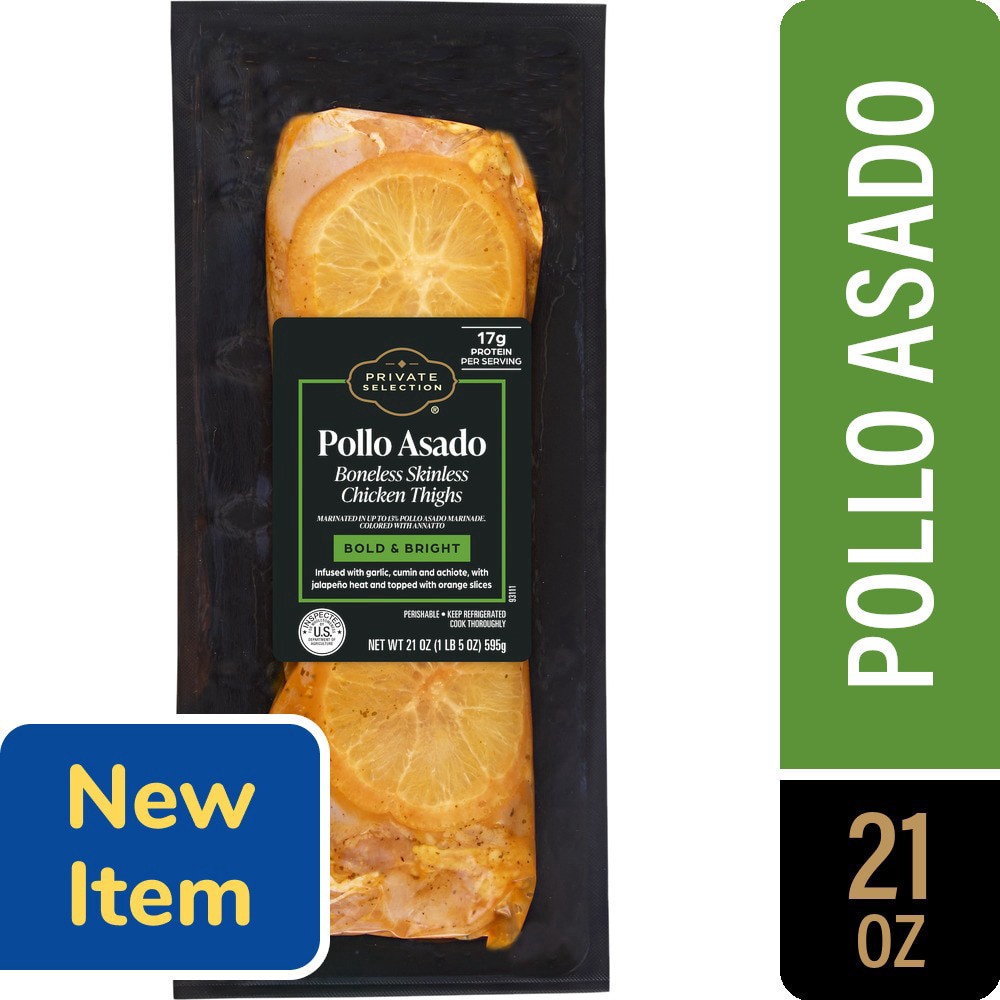 slide 1 of 1, Private Selection® Pollo Asado Boneless Skinless Chicken Thighs, 1.31 lb, 1.31 lb