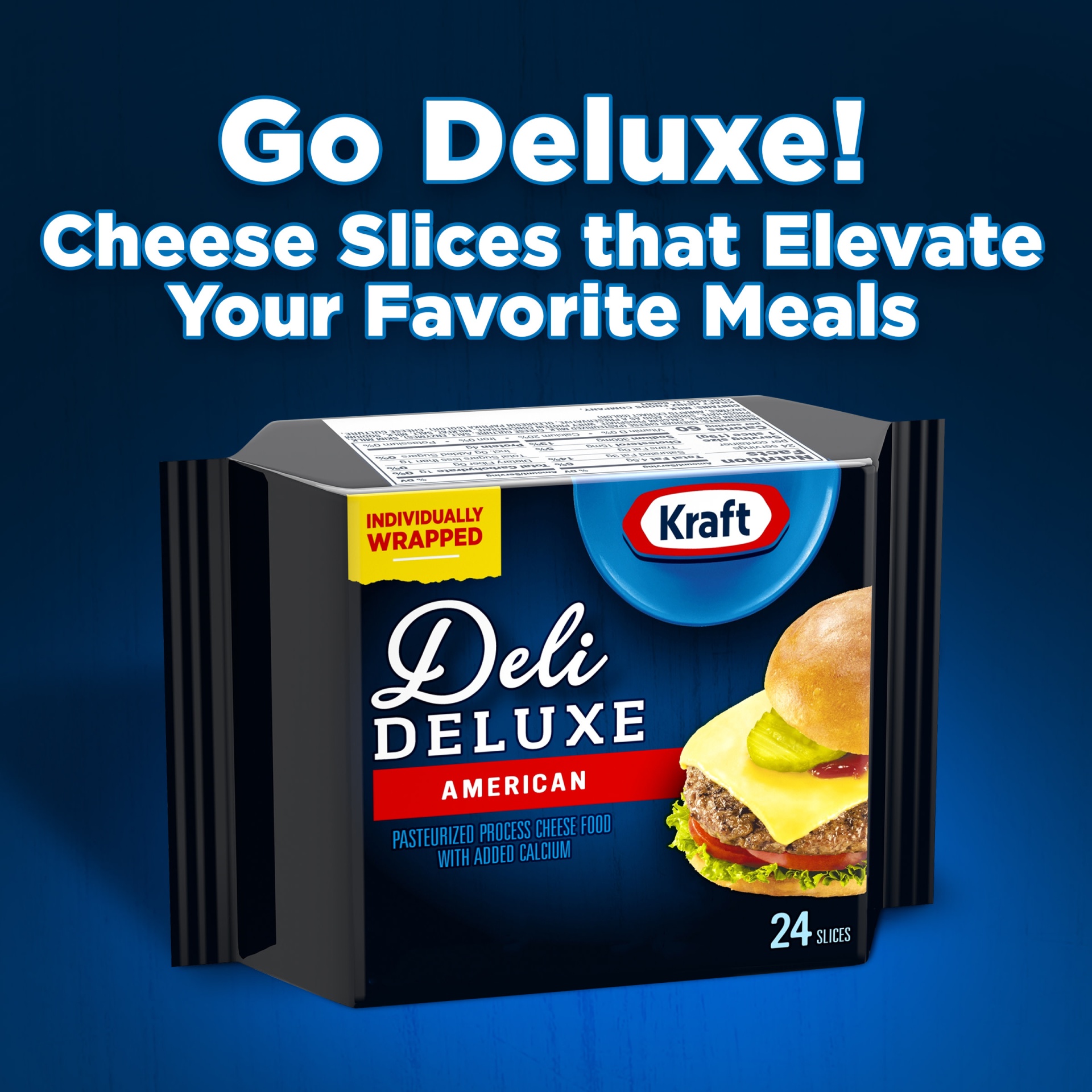 Kraft Deli Deluxe American Cheese Individually Wrapped Slices Pack