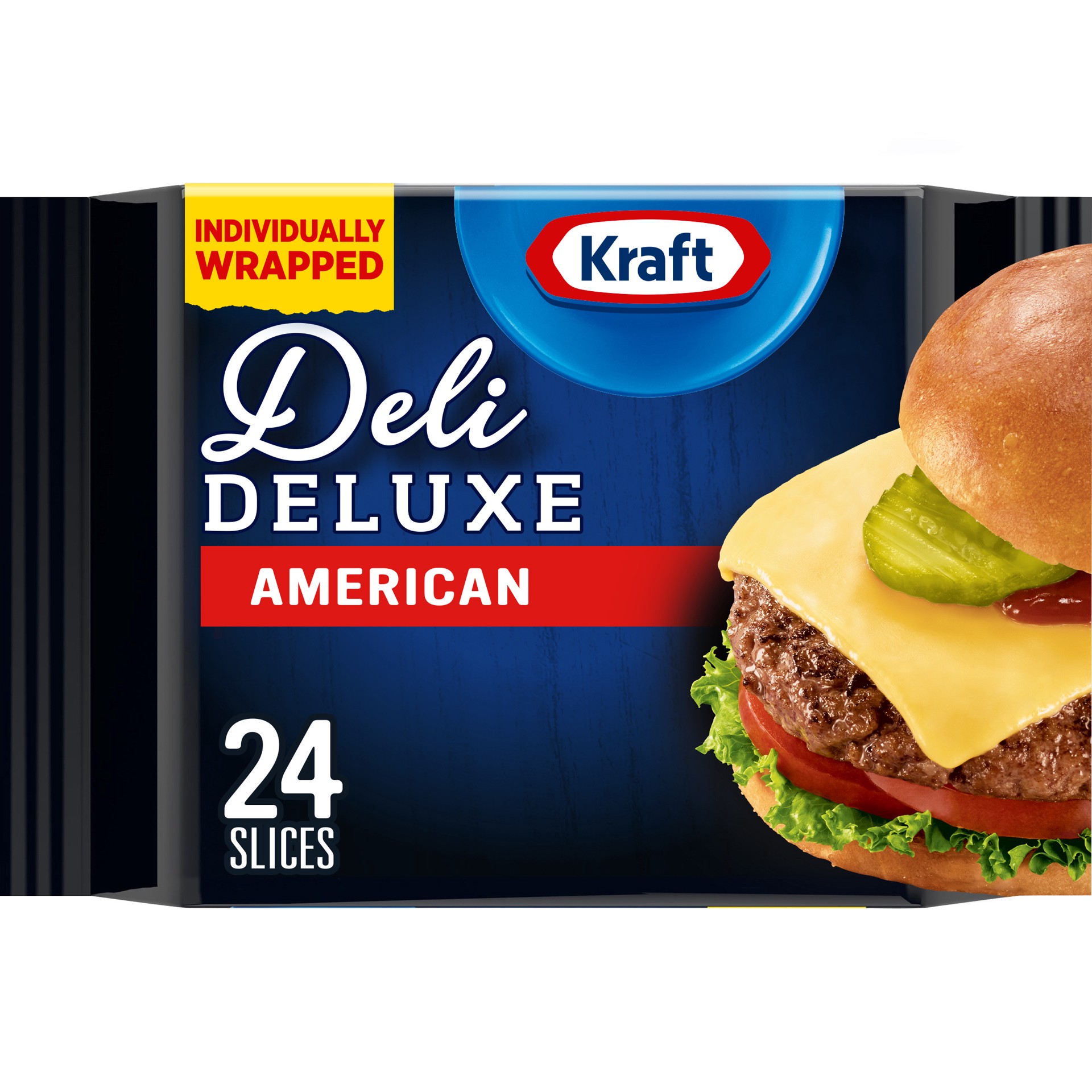 slide 1 of 5, Kraft Deli Deluxe American Cheese Individually Wrapped Slices, 24 ct Pack, 16 oz