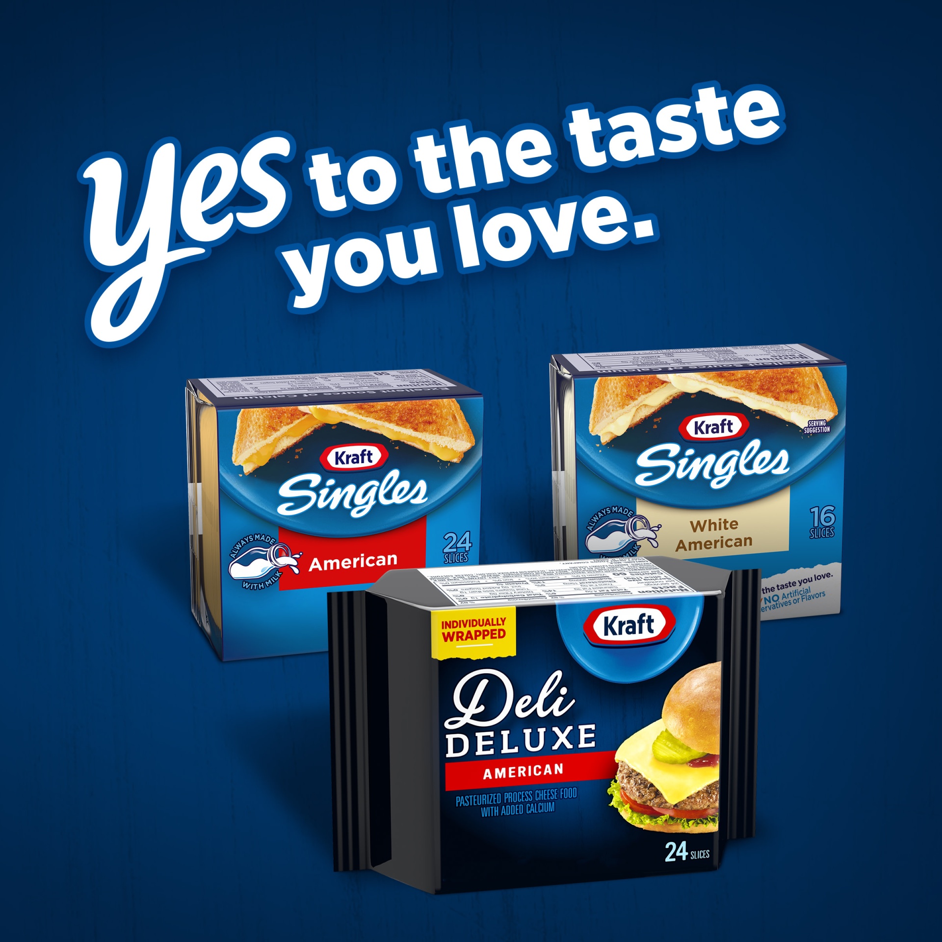 Kraft Deli Deluxe American Cheese Individually Wrapped Slices Pack 16